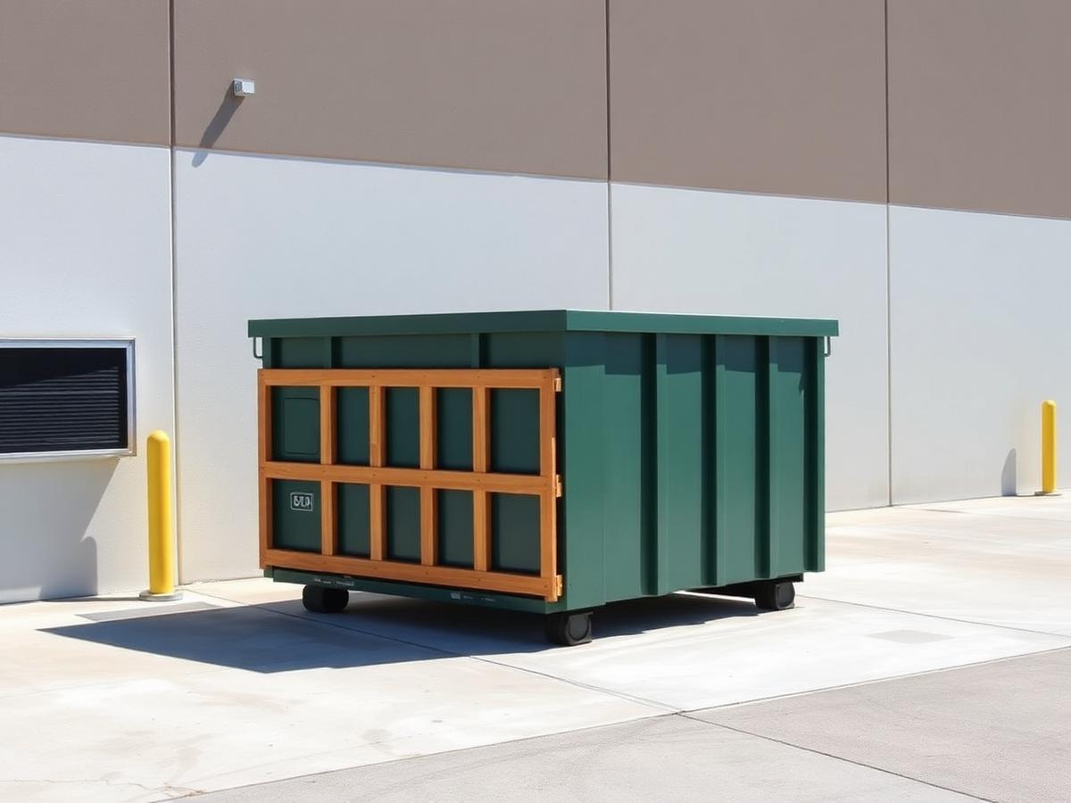 Clean dumpster enclosure and swept service area behind a commercial building